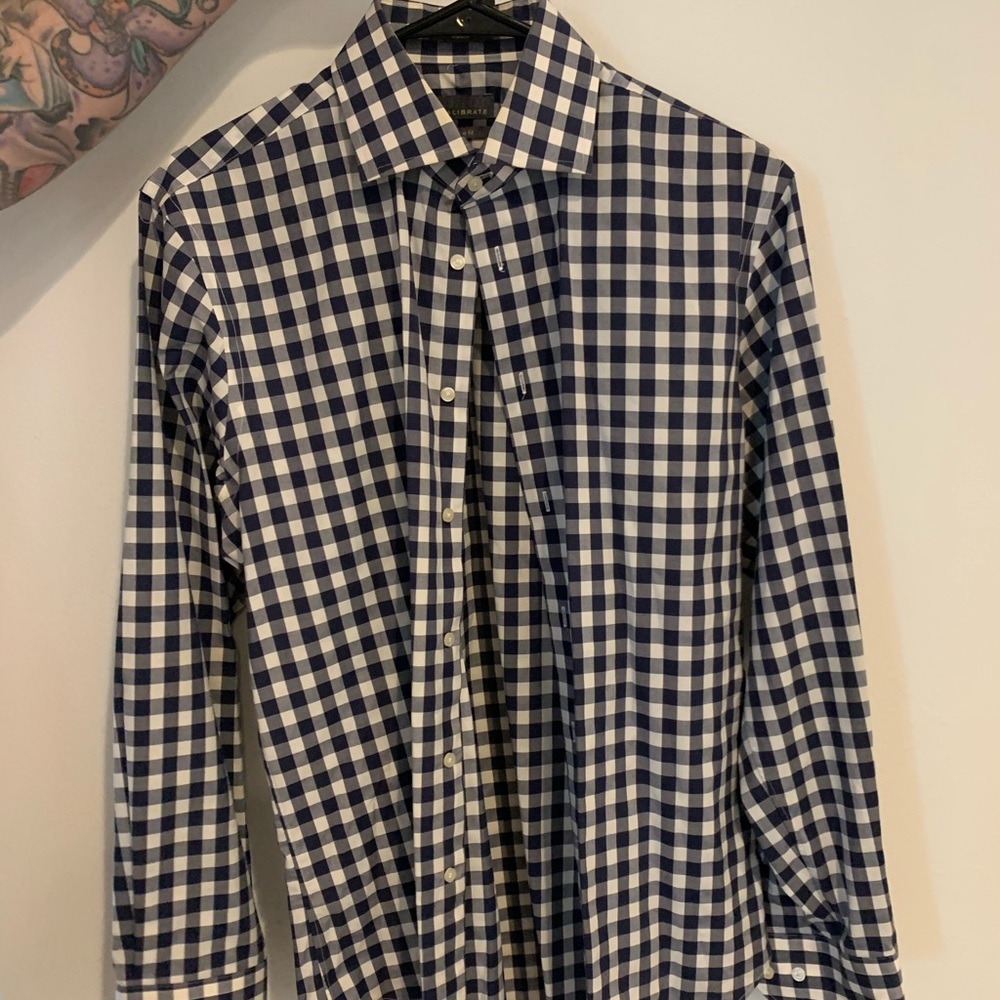 Navy and White Gingham Long Sleeve